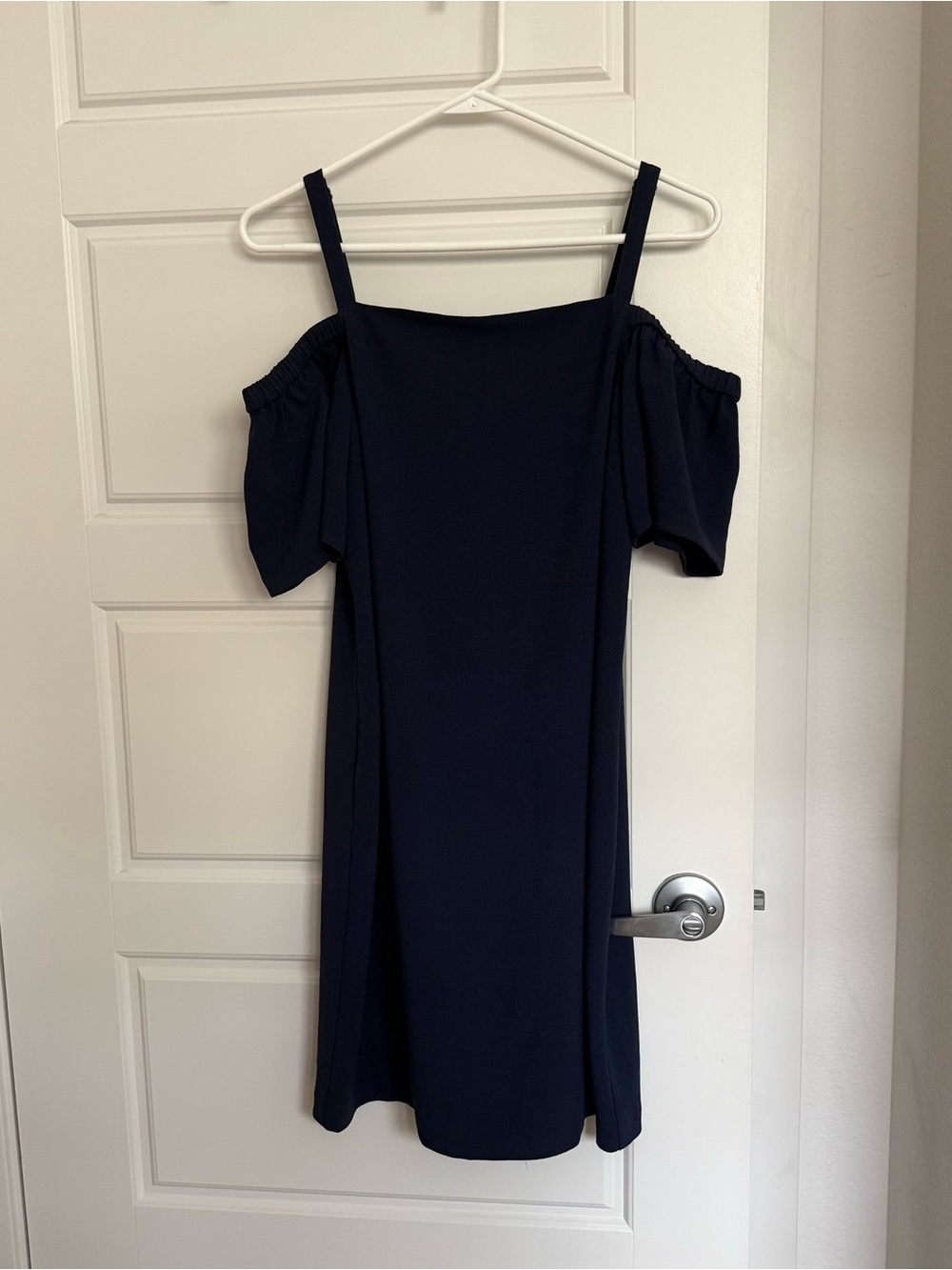 Charles Henry Navy Cold-Shoulder Mini Dress